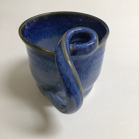 Studio Art Pottery Coffee Mug SIGNED Blue Twist Handle Stone Melbourne Florida - Picture 2 of 15